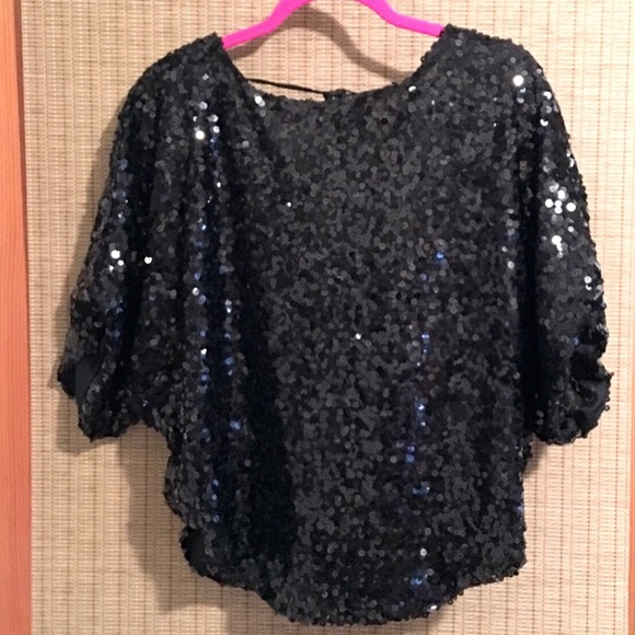 Ark & Co Original Nasty Gal Black Sequin Top - Picture 3 of 8